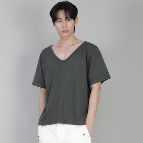 무지 BIG V넥 반팔티셔츠 BIGV-883 슬레이트 그레이
