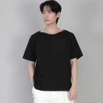 무지 보트넥 반팔티셔츠 BSR-882 블랙