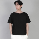 무지 보트넥 반팔티셔츠 BSR-882 블랙