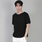 무지 보트넥 반팔티셔츠 BSR-882 블랙