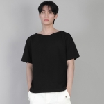 무지 보트넥 반팔티셔츠 BSR-882 블랙