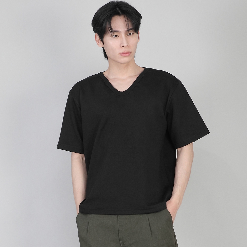 무지 V넥 반팔티셔츠 VSR-881 블랙