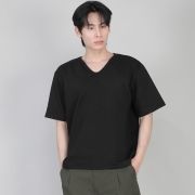 무지 V넥 반팔티셔츠 VSR-881 블랙