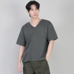 무지 V넥 반팔티셔츠 VSR-881 슬레이트 그레이