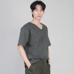 무지 V넥 반팔티셔츠 VSR-881 슬레이트 그레이