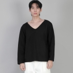 무지 BIG V넥 긴팔티셔츠 BIGV-879 블랙