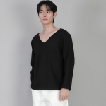 무지 BIG V넥 긴팔티셔츠 BIGV-879 블랙