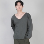 무지 BIG V넥 긴팔티셔츠 BIGV-879 슬레이트 그레이