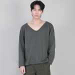 무지 BIG V넥 긴팔티셔츠 BIGV-879 슬레이트 그레이