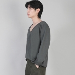 무지 BIG V넥 긴팔티셔츠 BIGV-879 슬레이트 그레이