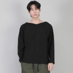 무지 보트넥 긴팔티셔츠 RBL-878 블랙