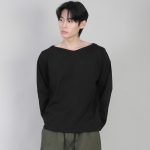 무지 보트넥 긴팔티셔츠 RBL-878 블랙