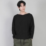 무지 보트넥 긴팔티셔츠 RBL-878 블랙