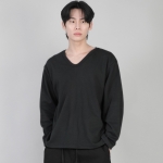 무지 V넥 긴팔티셔츠 RVL-877 블랙