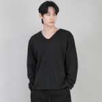 무지 V넥 긴팔티셔츠 RVL-877 블랙