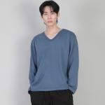 무지 V넥 긴팔티셔츠 RVL-877 이집션 블루