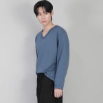 무지 V넥 긴팔티셔츠 RVL-877 이집션 블루