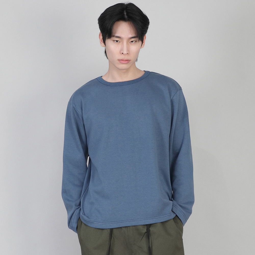 무지 R넥 긴팔티셔츠 RRL-875 이집션 블루