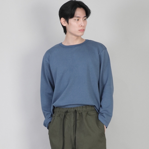 무지 R넥 긴팔티셔츠 RRL-875 이집션 블루