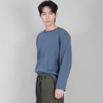 무지 R넥 긴팔티셔츠 RRL-875 이집션 블루