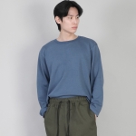 무지 R넥 긴팔티셔츠 RRL-875 이집션 블루