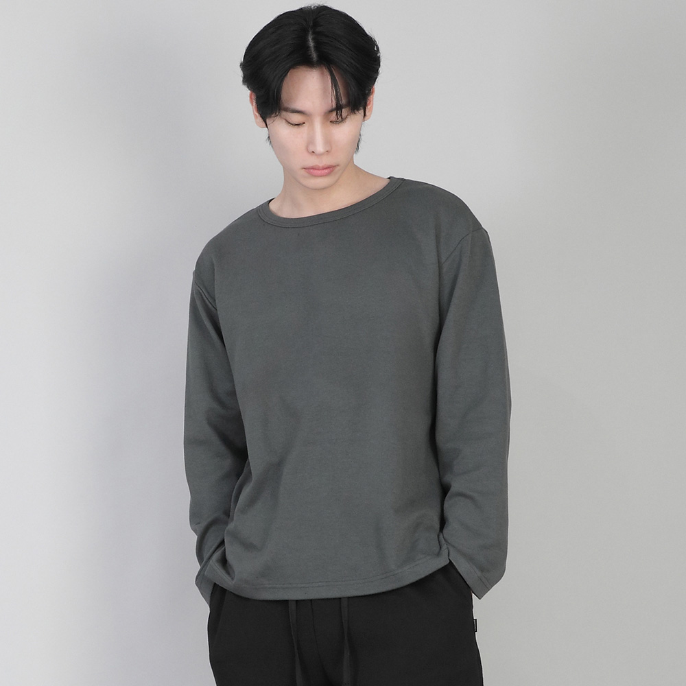 무지 R넥 긴팔티셔츠 RRL-875 슬레이트 그레이