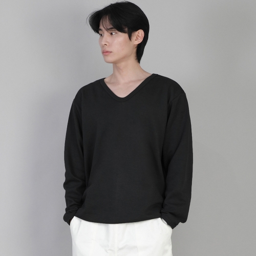 무지 V넥 스웨트셔츠 RVS-874 블랙