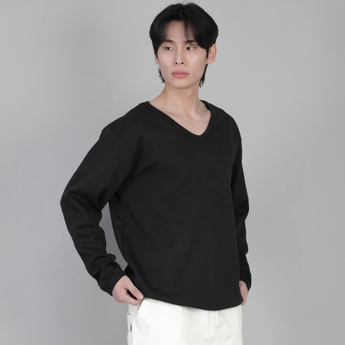무지 V넥 스웨트셔츠 RVS-874 블랙