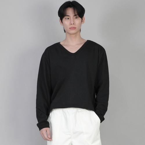 무지 V넥 스웨트셔츠 RVS-874 블랙