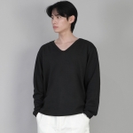 무지 V넥 스웨트셔츠 RVS-874 블랙