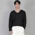 무지 V넥 스웨트셔츠 RVS-874 블랙