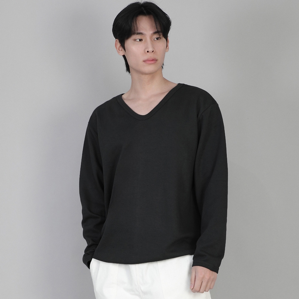 무지 V넥 스웨트셔츠 RVS-874 블랙