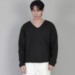 무지 V넥 스웨트셔츠 RVS-874 블랙