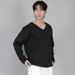 무지 V넥 스웨트셔츠 RVS-874 블랙