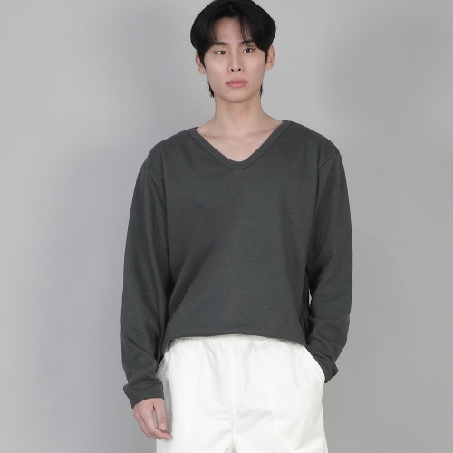무지 V넥 스웨트셔츠 RVS-874 슬레이트 그레이