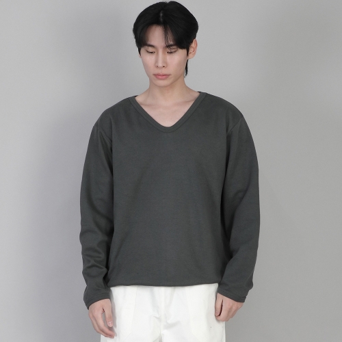 무지 V넥 스웨트셔츠 RVS-874 슬레이트 그레이