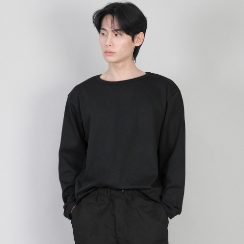 무지 R넥 스웨트셔츠 RRS-873 블랙