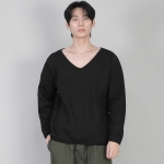 기모 무지 BIG V넥 스웨트셔츠 BIGV-872 블랙