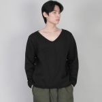 기모 무지 BIG V넥 스웨트셔츠 BIGV-872 블랙