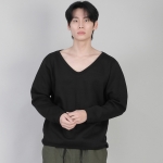 기모 무지 BIG V넥 스웨트셔츠 BIGV-872 블랙