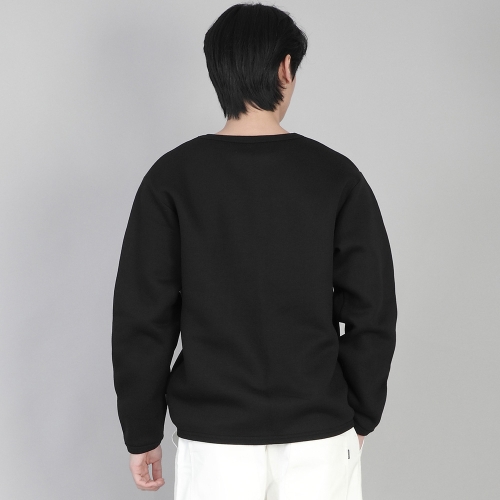 기모 무지 R넥 스웨트셔츠 PRR-870 블랙