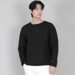 기모 무지 R넥 스웨트셔츠 PRR-870 블랙