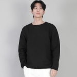 기모 무지 R넥 스웨트셔츠 PRR-870 블랙