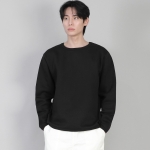 기모 무지 R넥 스웨트셔츠 PRR-870 블랙