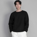 기모 무지 R넥 스웨트셔츠 PRR-870 블랙