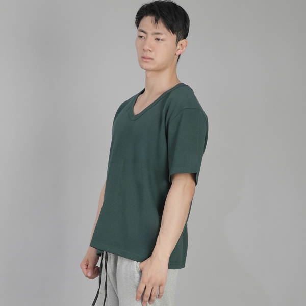 V넥 무지 반팔티 BVS-823 다크그린