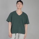 V넥 무지 반팔티 BVS-823 다크그린