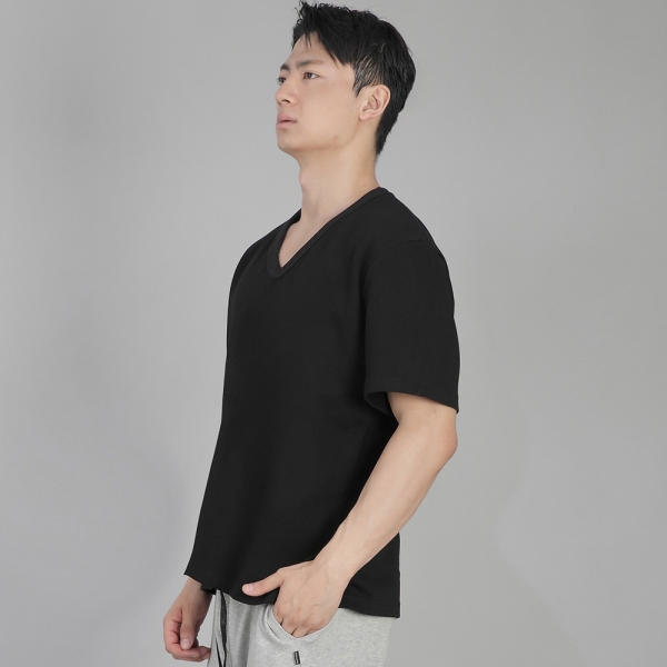 V넥 무지 반팔티 BVS-823 블랙