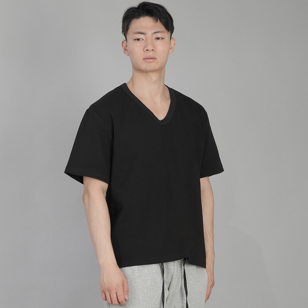 V넥 무지 반팔티 BVS-823 블랙