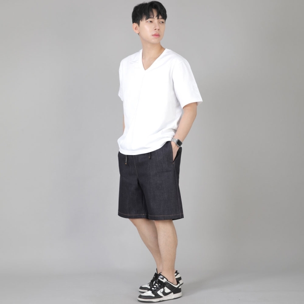 V넥 무지 반팔티 BVS-823 화이트